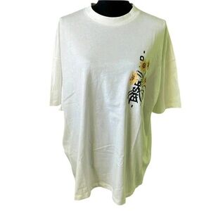 ASOS Women’s White High Neck Rise Up Floral Graphic Tee Medium